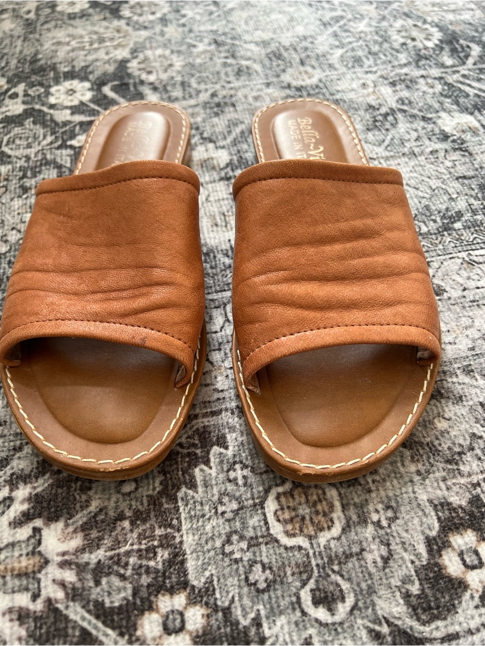 Bella Vita Rust-Tan Leather Slide Mules - Picture 2 of 5
